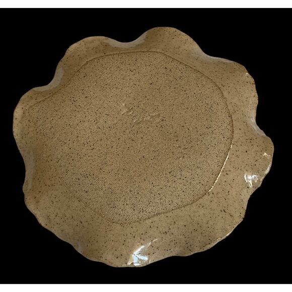 Vintage Handmade Studio Pottery Blackberry Dish Scalloped Signed - Picture 4 of 5